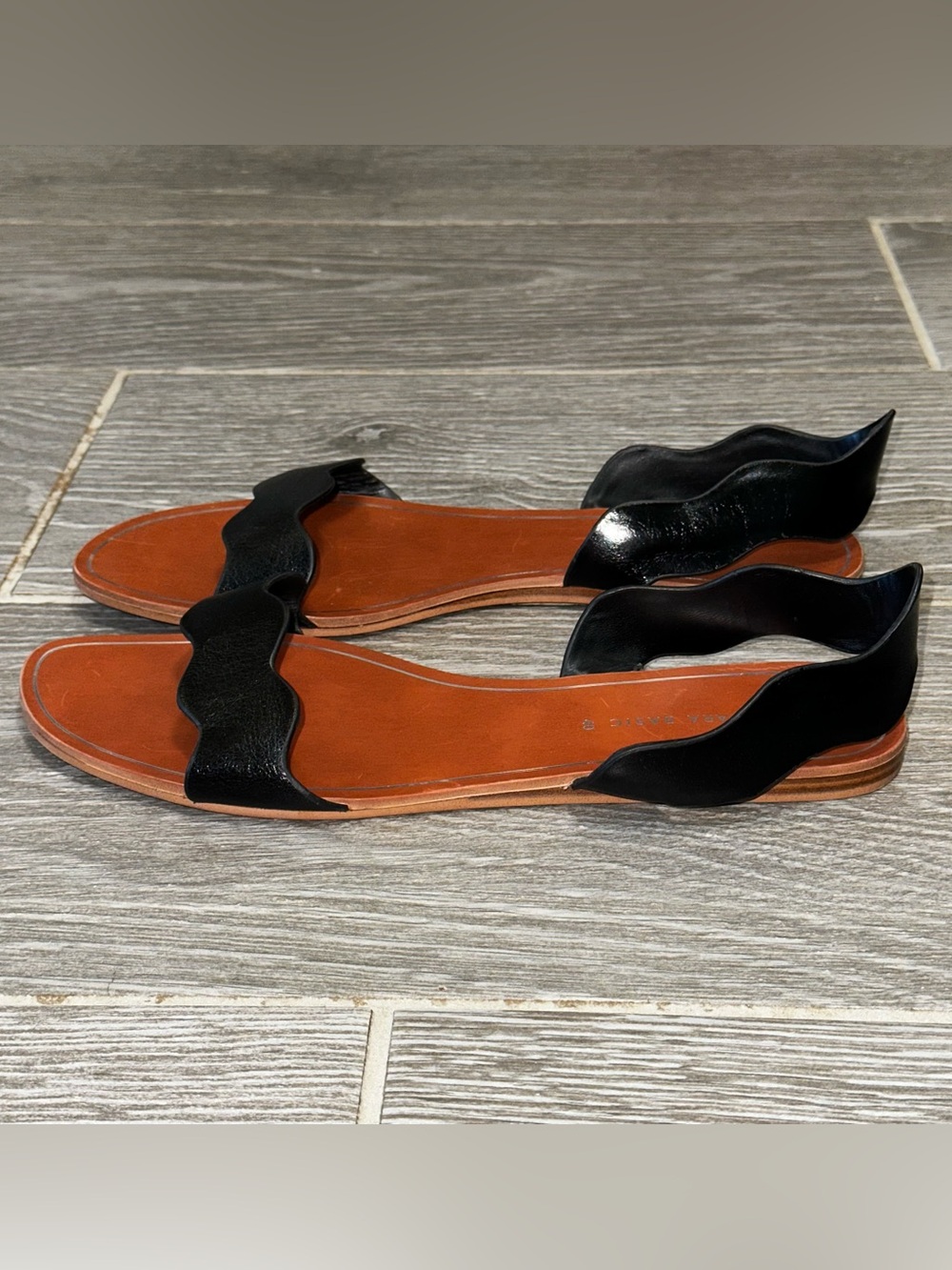 Zara Basic Collection Black Scalloped Slingback Women’s 40 (9 US) Flat Sandals - Picture 2 of 10